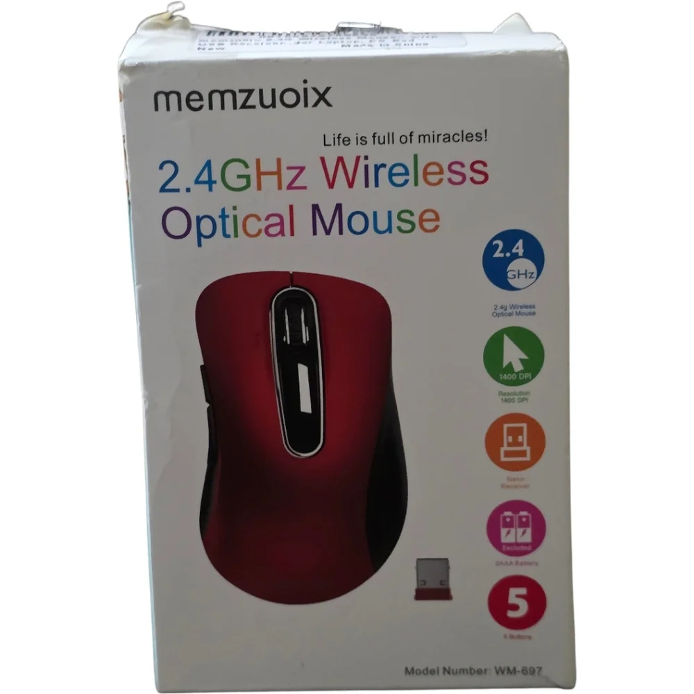 Memzuoix 2.4G Wireless Optical Cordless Mouse (Red/Black)
